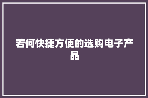 若何快捷方便的选购电子产品