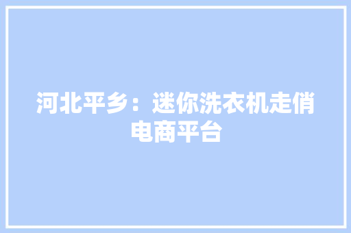 河北平乡：迷你洗衣机走俏电商平台