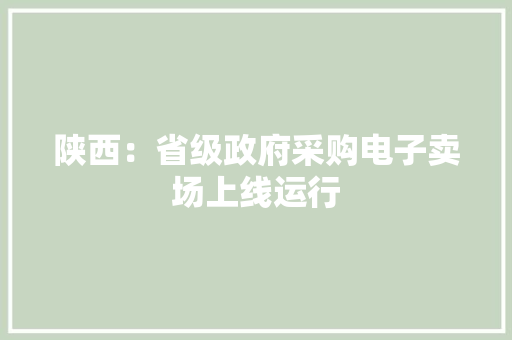 陕西：省级政府采购电子卖场上线运行