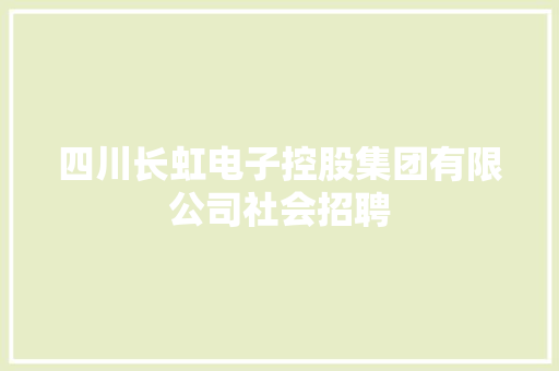 四川长虹电子控股集团有限公司社会招聘