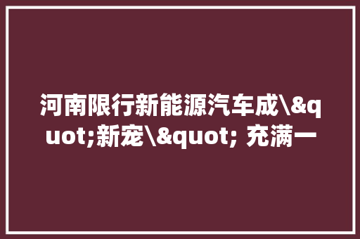 河南限行新能源汽车成\"新宠\" 充满一次电约10元