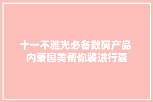 十一不雅光必备数码产品 内蒙国美帮你装进行囊