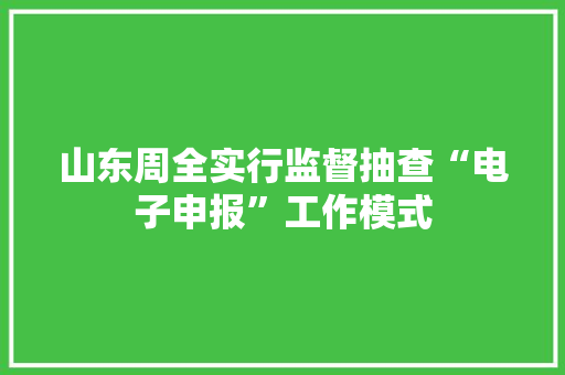 山东周全实行监督抽查“电子申报”工作模式