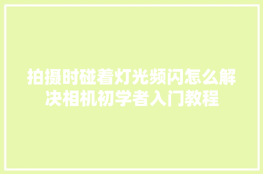 拍摄时碰着灯光频闪怎么解决相机初学者入门教程