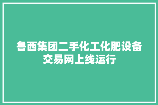 鲁西集团二手化工化肥设备交易网上线运行
