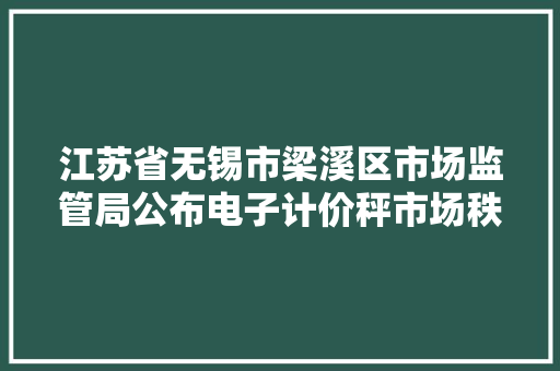 江苏省无锡市梁溪区市场监管局公布电子计价秤市场秩序综合整治案例（二） 江苏省无锡市梁溪区市场监管局公布电子计价秤市场秩序综合整治案例（二） 智能科技