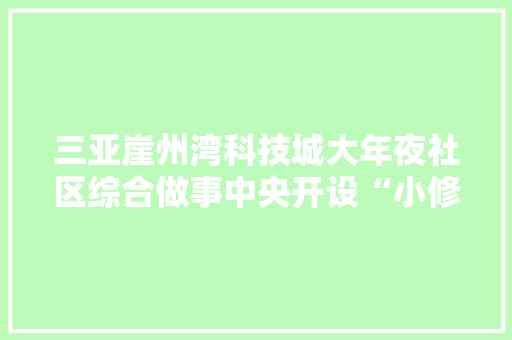 三亚崖州湾科技城大年夜社区综合做事中央开设“小修摊”修鞋、换锁、缝补均可免费入驻