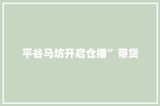 平谷马坊开启仓播”带货