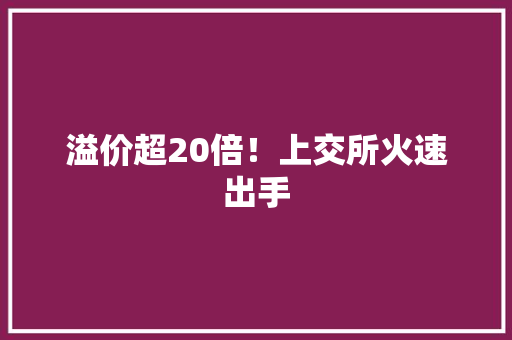 溢价超20倍！上交所火速出手