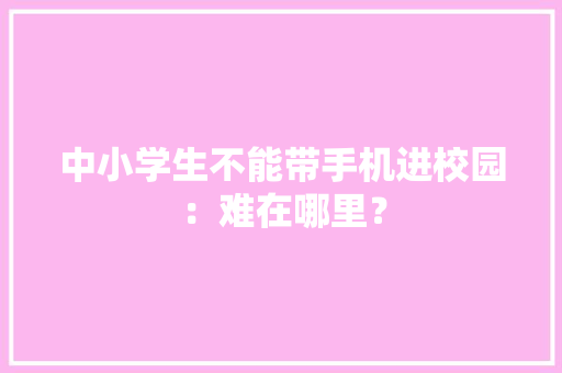 中小学生不能带手机进校园：难在哪里？