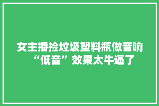 女主播捡垃圾塑料瓶做音响“低音”效果太牛逼了 女主播捡垃圾塑料瓶做音响“低音”效果太牛逼了 智能家居
