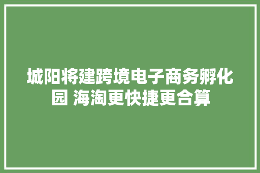 城阳将建跨境电子商务孵化园 海淘更快捷更合算