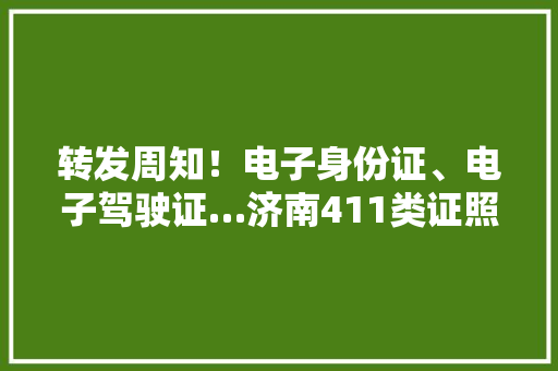 转发周知！电子身份证、电子驾驶证…济南411类证照实现电子化这10大年夜常见电子证照你都有吗？