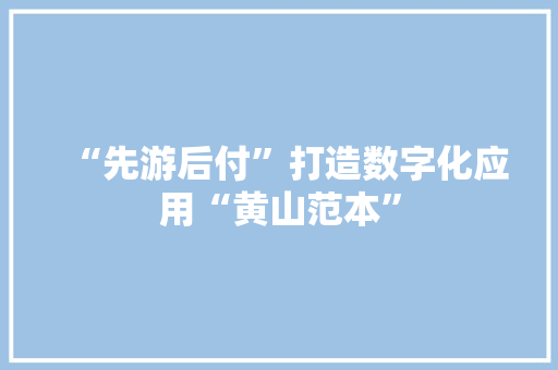 “先游后付”打造数字化应用“黄山范本”