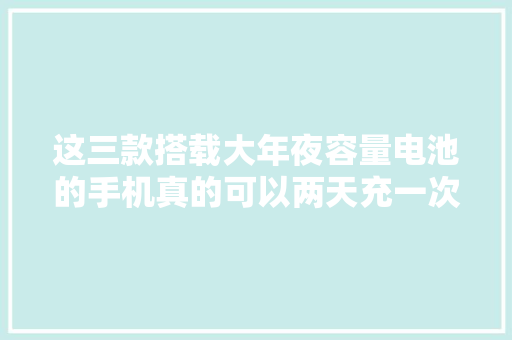这三款搭载大年夜容量电池的手机真的可以两天充一次电！