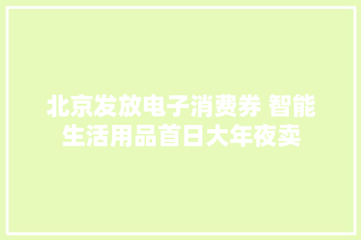 北京发放电子消费券 智能生活用品首日大年夜卖