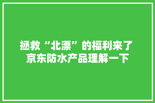 拯救“北漂”的福利来了 京东防水产品理解一下 拯救“北漂”的福利来了 京东防水产品理解一下 智能家居