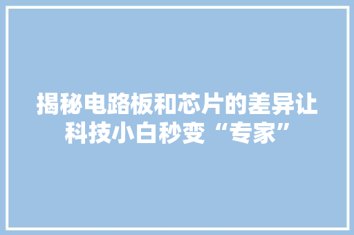揭秘电路板和芯片的差异让科技小白秒变“专家”