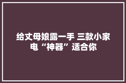 给丈母娘露一手 三款小家电“神器”适合你