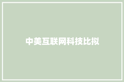 中美互联网科技比拟