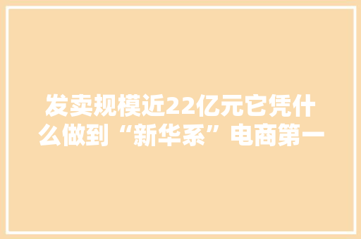 发卖规模近22亿元它凭什么做到“新华系”电商第一？