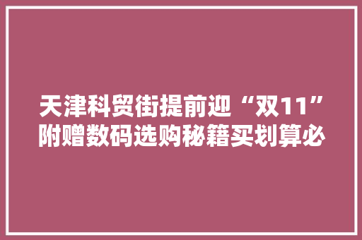 天津科贸街提前迎“双11”附赠数码选购秘籍买划算必看