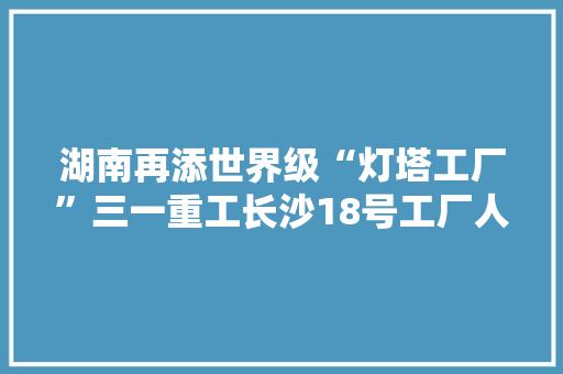 湖南再添世界级“灯塔工厂”三一重工长沙18号工厂人均年产值1471.13万元每平方米可产生效益15.4万元