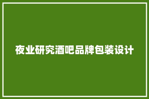 夜业研究酒吧品牌包装设计