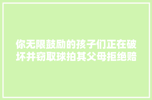 你无限鼓励的孩子们正在破坏并窃取球拍其父母拒绝赔偿罕有吗