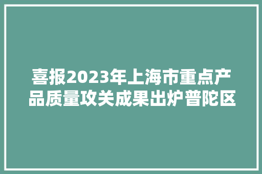 喜报2023年上海市重点产品质量攻关成果出炉普陀区多家企业榜上有名！ 喜报2023年上海市重点产品质量攻关成果出炉普陀区多家企业榜上有名！ 人工智能