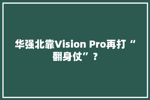 华强北靠Vision Pro再打“翻身仗”？