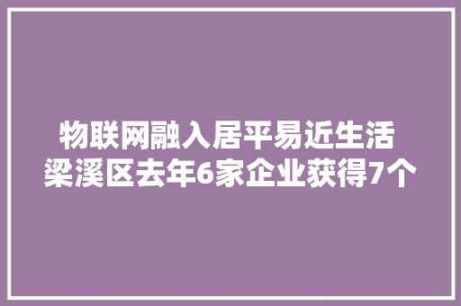 物联网融入居平易近生活 梁溪区去年6家企业获得7个优秀奖项