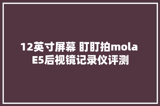 12英寸屏幕 盯盯拍mola E5后视镜记录仪评测 12英寸屏幕 盯盯拍mola E5后视镜记录仪评测 人工智能