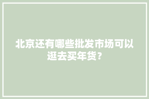 北京还有哪些批发市场可以逛去买年货？ 北京还有哪些批发市场可以逛去买年货？ 智能科技
