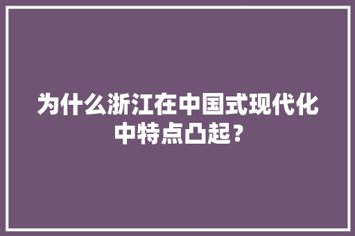 为什么浙江在中国式现代化中特点凸起？