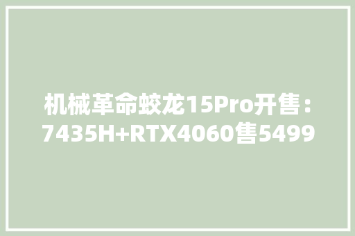 机械革命蛟龙15Pro开售：7435H+RTX4060售5499元起