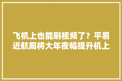 飞机上也能刷视频了？平易近航局将大年夜幅提升机上网速接入5G收集