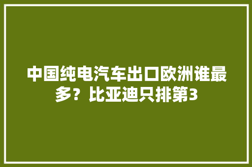 中国纯电汽车出口欧洲谁最多？比亚迪只排第3 中国纯电汽车出口欧洲谁最多？比亚迪只排第3 智能家居