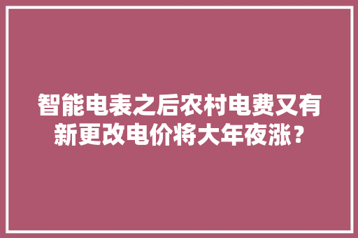 智能电表之后农村电费又有新更改电价将大年夜涨？ 智能电表之后农村电费又有新更改电价将大年夜涨？ 智能科技