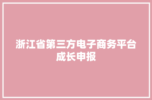 浙江省第三方电子商务平台成长申报 浙江省第三方电子商务平台成长申报 智能科技