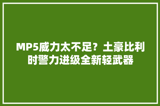 MP5威力太不足？土豪比利时警力进级全新轻武器