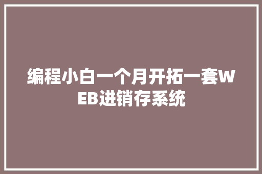 编程小白一个月开拓一套WEB进销存系统 编程小白一个月开拓一套WEB进销存系统 互联通信