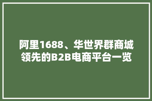 阿里1688、华世界群商城领先的B2B电商平台一览