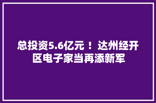 总投资5.6亿元 ！达州经开区电子家当再添新军