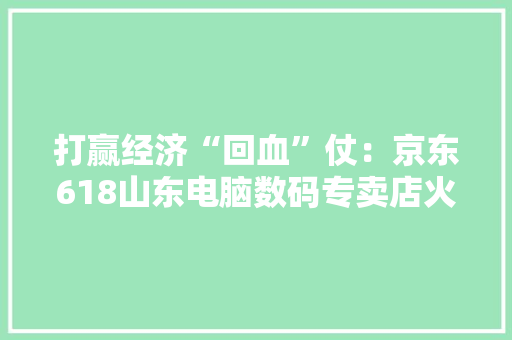 打赢经济“回血”仗：京东618山东电脑数码专卖店火力全开