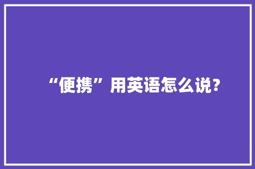 “便携”用英语怎么说？