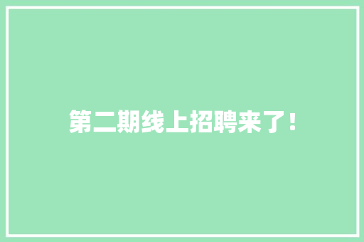 第二期线上招聘来了！ 第二期线上招聘来了！ 智能科技