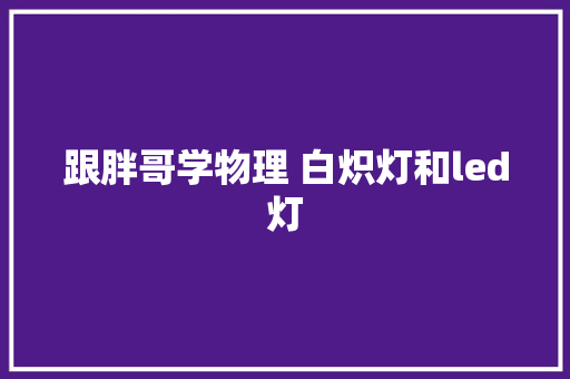 跟胖哥学物理 白炽灯和led灯 跟胖哥学物理 白炽灯和led灯 智能家居