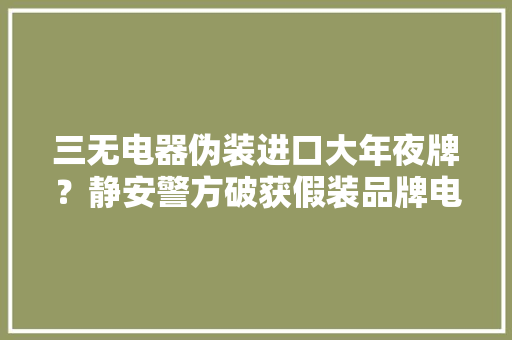 三无电器伪装进口大年夜牌？静安警方破获假装品牌电器产品案