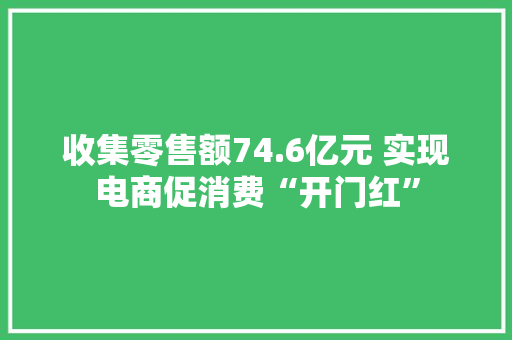 收集零售额74.6亿元 实现电商促消费“开门红”